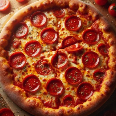 Pizza Pepperoni cortada y servida